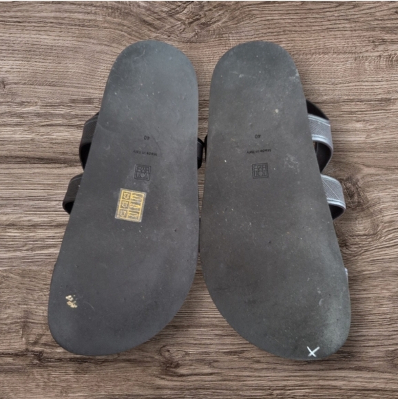 Toteme The Chunky Black Canvas Leather Flat Dad Style Sandals Women’s 40 US 9 - Picture 7 of 9